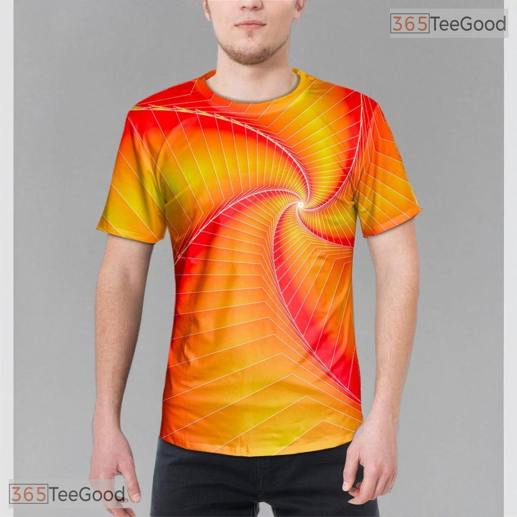 Vibrant Yellow Spin Abstract Graphic 3D Printed Casual Unisex T-Shirt Styles