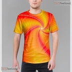 Golden Yellow Spin Abstract Graphic 3D Printed Casual Unisex T-Shirt Styles