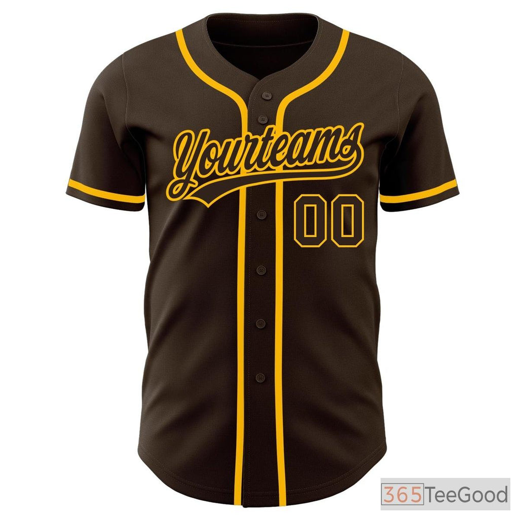 Yellow & Brown Baseball Jersey Tee for Men & Women - Personalize Your Custom Style