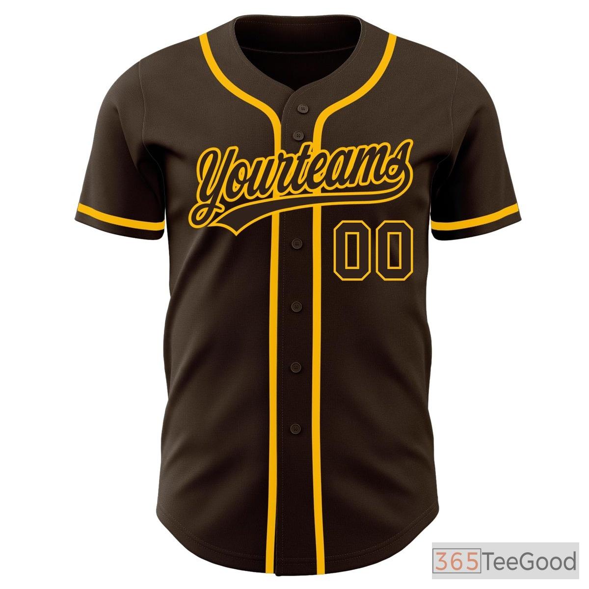 Yellow & Brown Baseball Jersey Tee for Men & Women - Personalize Your Custom Style