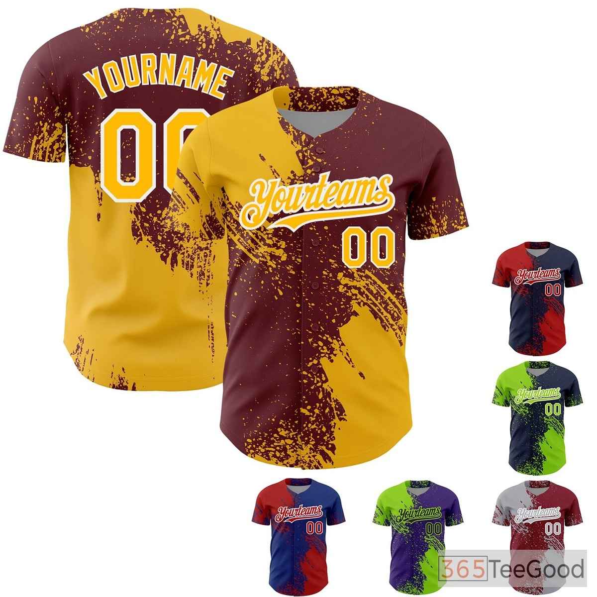 Yellow & Burgundy Baseball Jersey Tee for Men & Women - Your Stitched Design