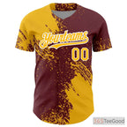 Yellow & Burgundy Baseball Jersey Tee for Men & Women - Your Stitched Design