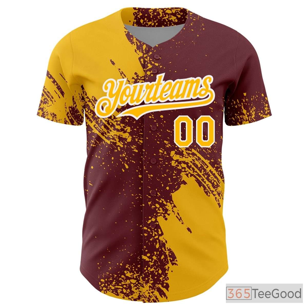 Yellow & Burgundy Baseball Jersey Tee for Men & Women - Your Stitched Design