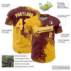 Yellow & Burgundy Baseball Jersey Tee for Men & Women - Your Stitched Design