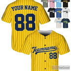 Yellow & Navy Baseball Jersey Tee - Add Your Personalized Name, Number, or Logo