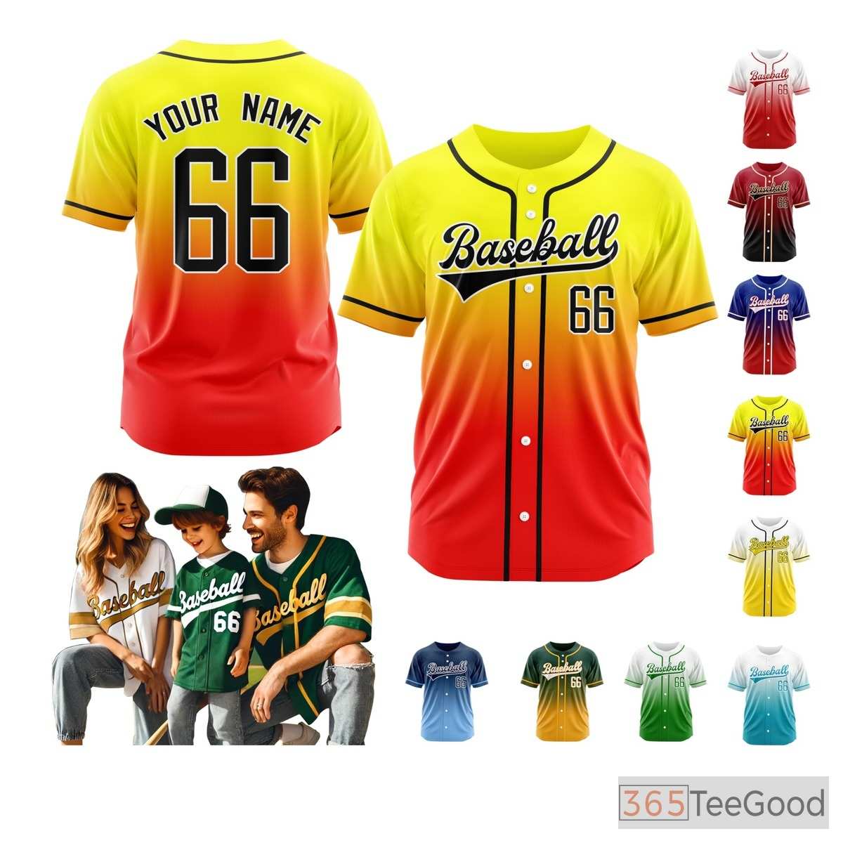 Yellow & Orange Baseball Jersey Tee for Men & Women - Personalize Your Stitched Game Day Look
