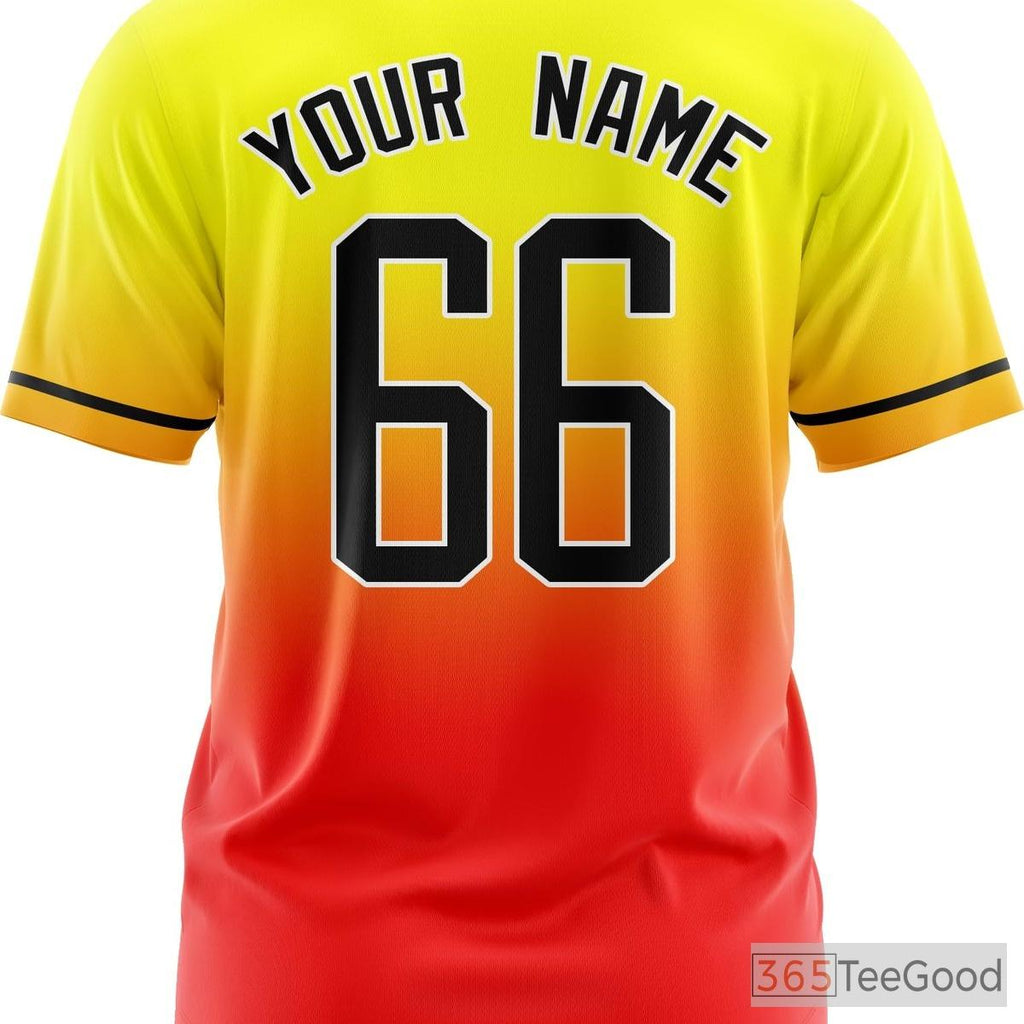 Yellow & Orange Baseball Jersey Tee for Men & Women - Personalize Your Stitched Game Day Look
