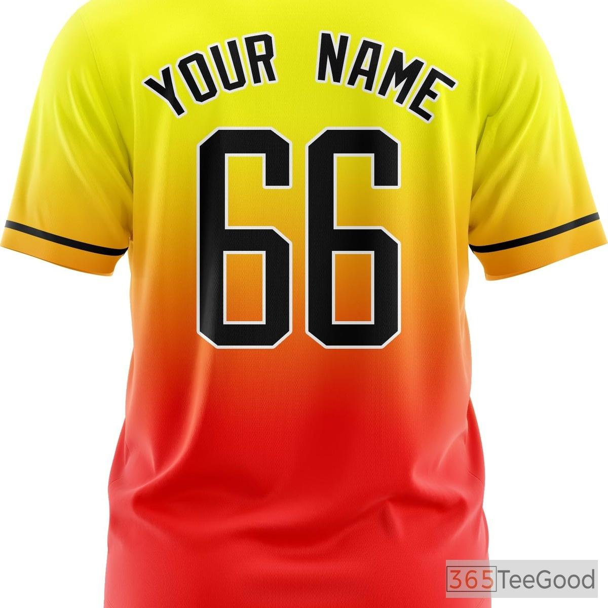 Yellow & Orange Baseball Jersey Tee for Men & Women - Personalize Your Stitched Game Day Look