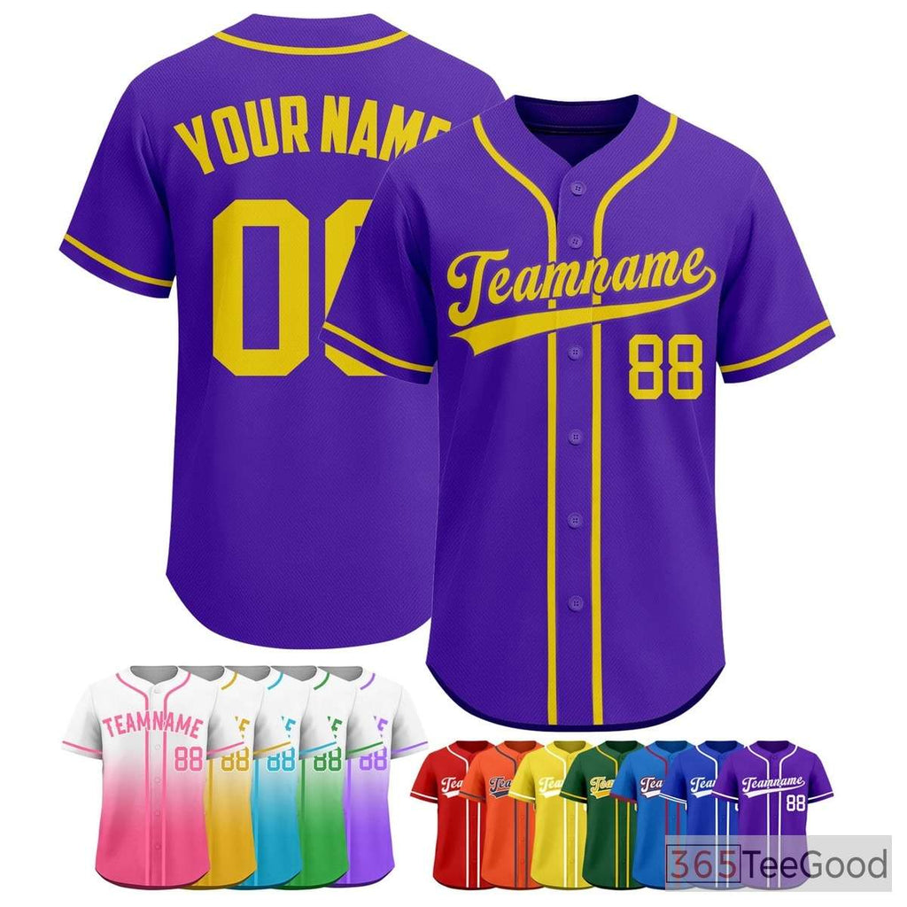 Yellow & Purple Baseball Jersey Tee for Men & Women - A Modern Sportswear Essential