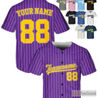 Yellow & Purple Baseball Jersey Tee - Custom Name, Number, and Logo Design Options