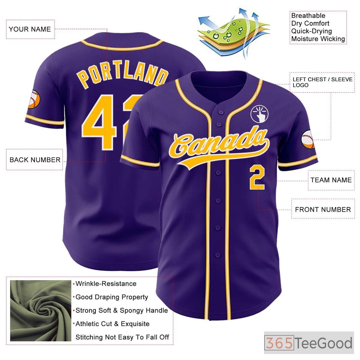 Yellow & Purple Baseball Jersey Tee for Men & Women - Create Your Unique Style