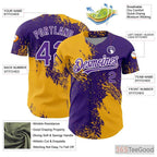 Yellow & Purple Baseball Jersey Tee - Custom Stitched Name & Number