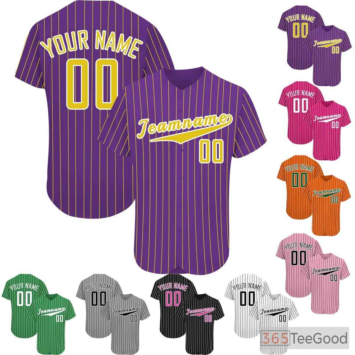 Yellow & Purple Striped Baseball Jersey Tee for Men & Women - Personalize Your Look