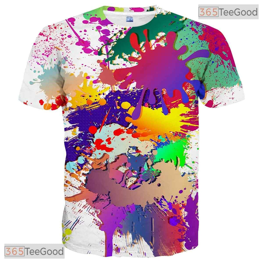 Vibrant Multi Color Abstract Graphic 3D Printed Casual Unisex Tee Shirt Styles