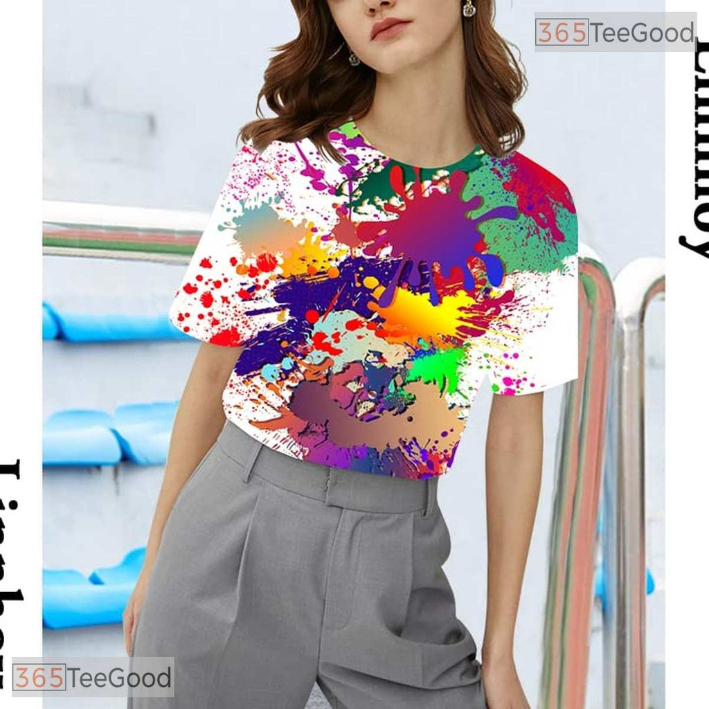 Vibrant Multi Color Abstract Graphic 3D Printed Casual Unisex Tee Shirt Styles