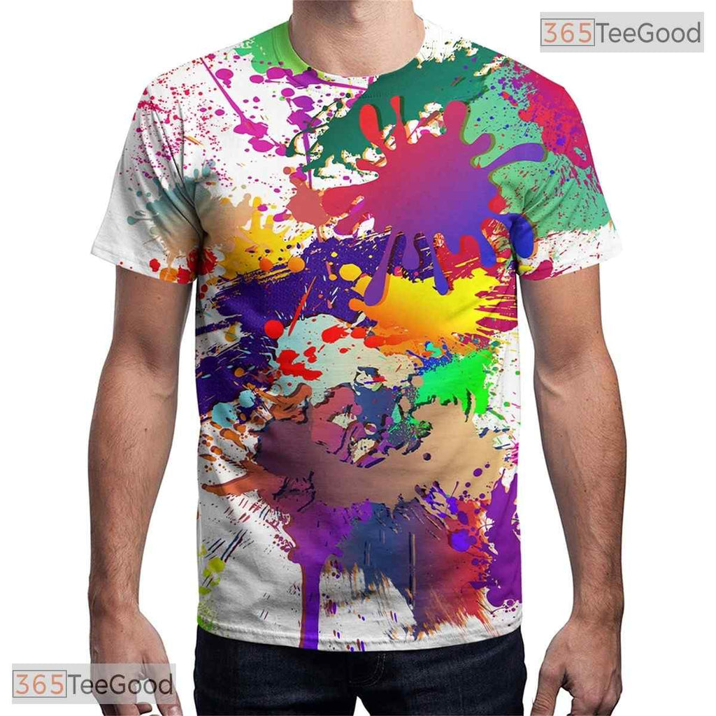Vibrant Multi Color Abstract Graphic 3D Printed Casual Unisex Tee Shirt Styles
