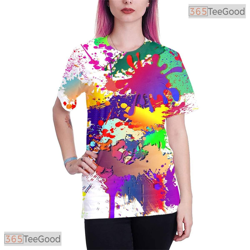 Vibrant Multi Color Abstract Graphic 3D Printed Casual Unisex Tee Shirt Styles
