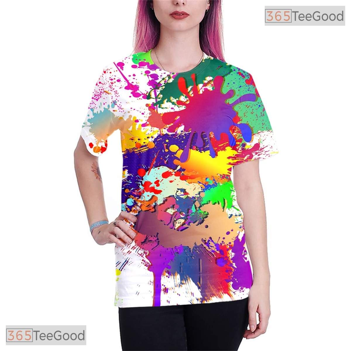 Vibrant Multi Color Abstract Graphic 3D Printed Casual Unisex Tee Shirt Styles