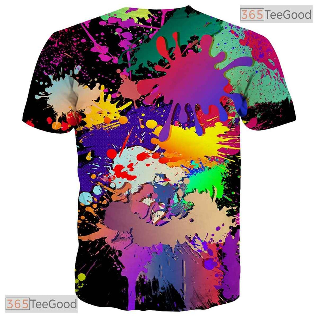 Bright Colorful Splash Graphic Design 3D Printed Casual Unisex T-Shirt Apparel