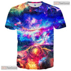 Vibrant Blue Graphic Fashion 3D Printed Casual Short Sleeve Unisex Tee Shirt Tops