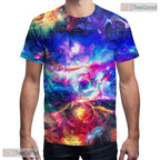 Vibrant Blue Graphic Fashion 3D Printed Casual Short Sleeve Unisex Tee Shirt Tops