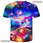 Vibrant Blue Graphic Fashion 3D Printed Casual Short Sleeve Unisex Tee Shirt Tops