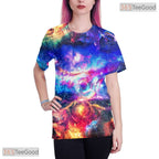 Vibrant Blue Graphic Fashion 3D Printed Casual Short Sleeve Unisex Tee Shirt Tops