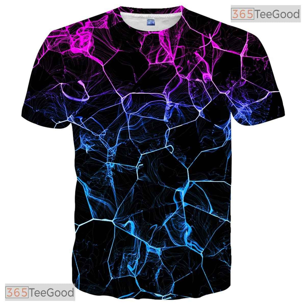 Modern Blue Abstract Graphic Art 3D Printed Casual Unisex Short Sleeve Tee Top