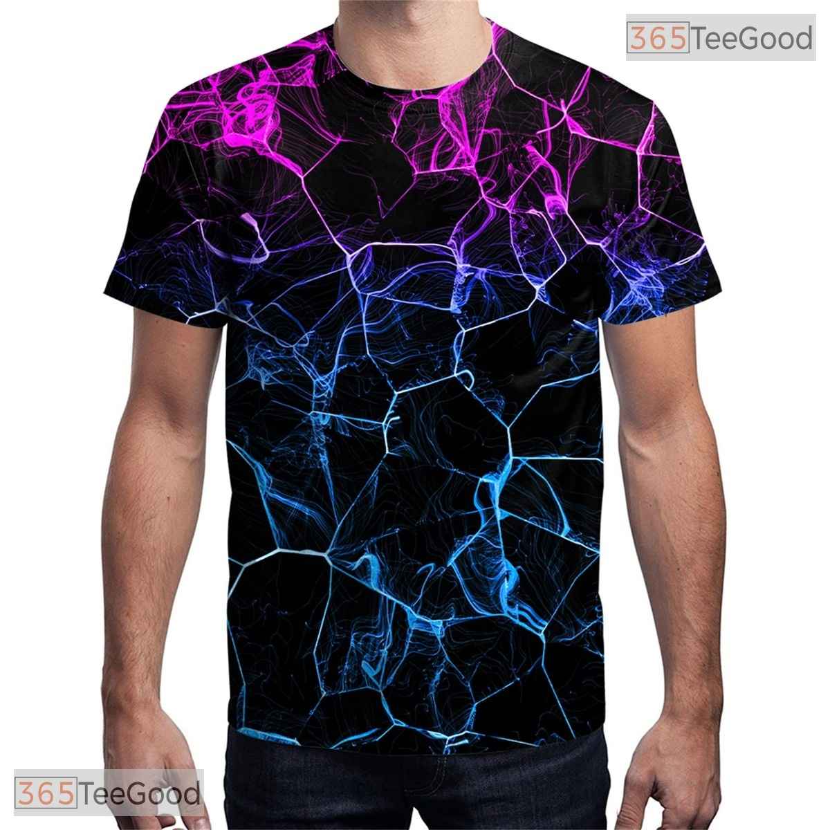Modern Blue Abstract Graphic Art 3D Printed Casual Unisex Short Sleeve Tee Top