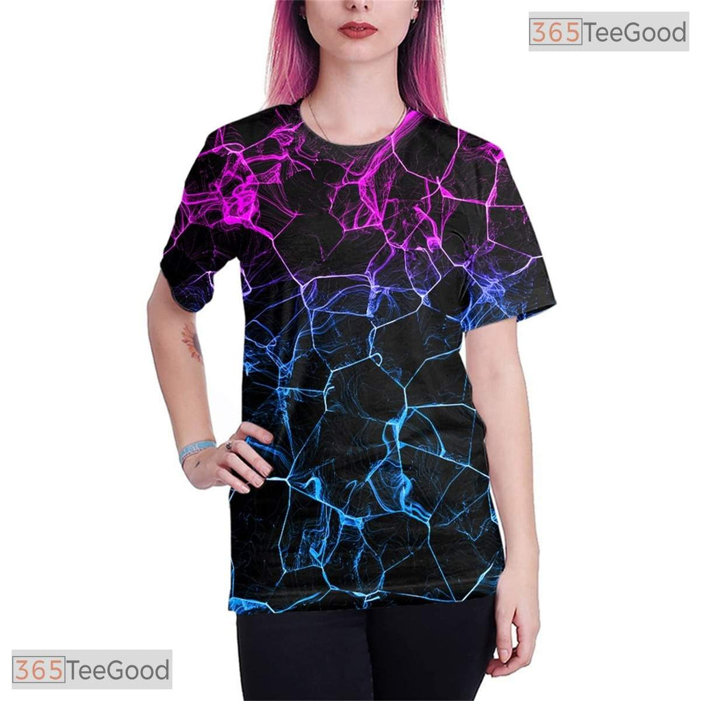 Modern Blue Abstract Graphic Art 3D Printed Casual Unisex Short Sleeve Tee Top